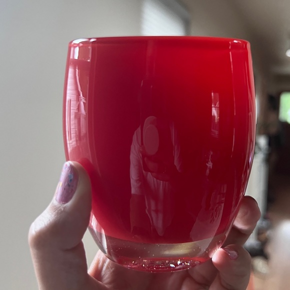 Glassybaby bright red votive handblown glass candle holder - Picture 4 of 4